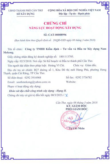 Chứng chỉ năng lực hoạt động xây dựng 1